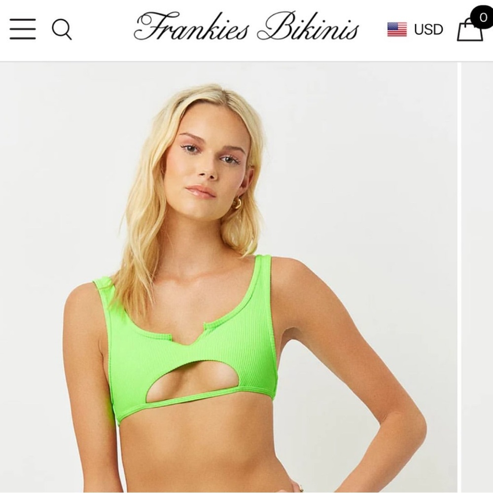 Frankie's Bikinis Neon Green Cutout Top
